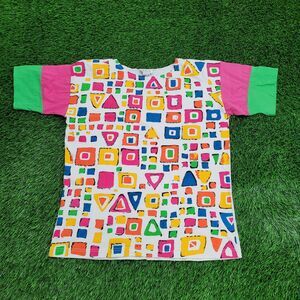 Colorful Classic Shirt Womens Medium 21x27 White